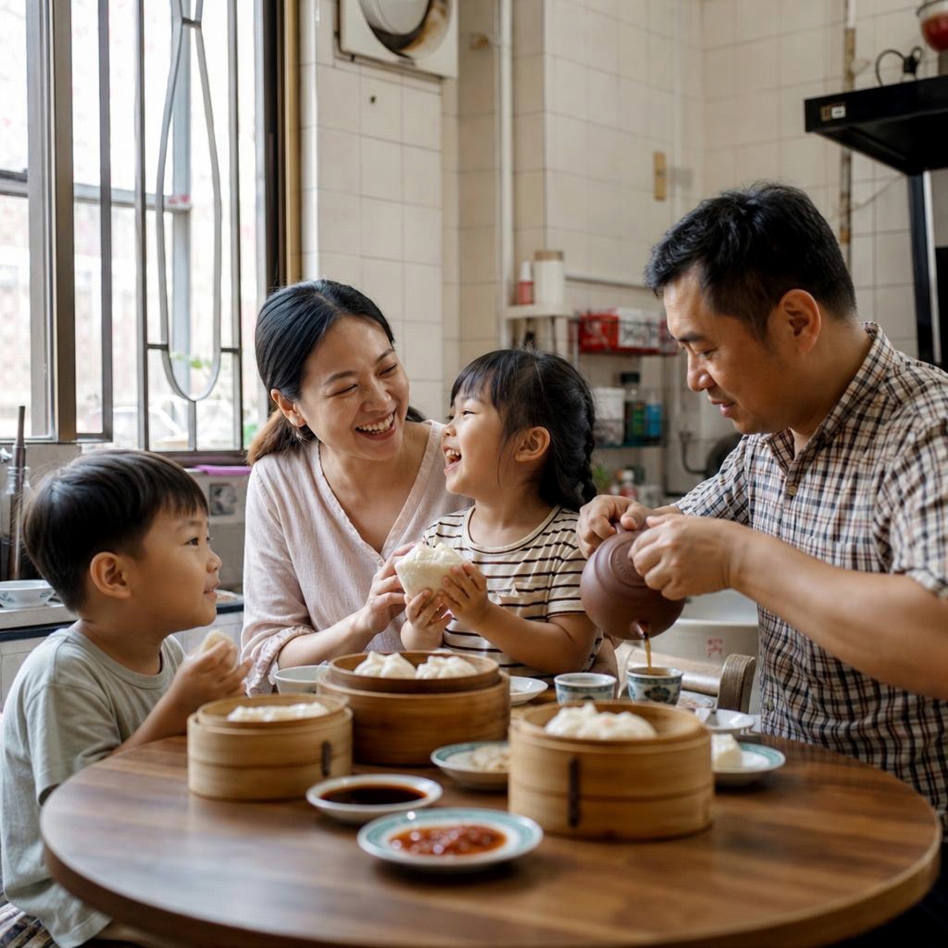 A multigenerational Hong Kong family sharing a meal